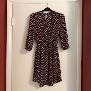 Xhiliration XS Faux Wrap 3/4 Sleeve Print Dress